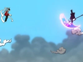 Buki (desusaizu) wo motta Shinigami-sama. Chotto saki ha yami darake?